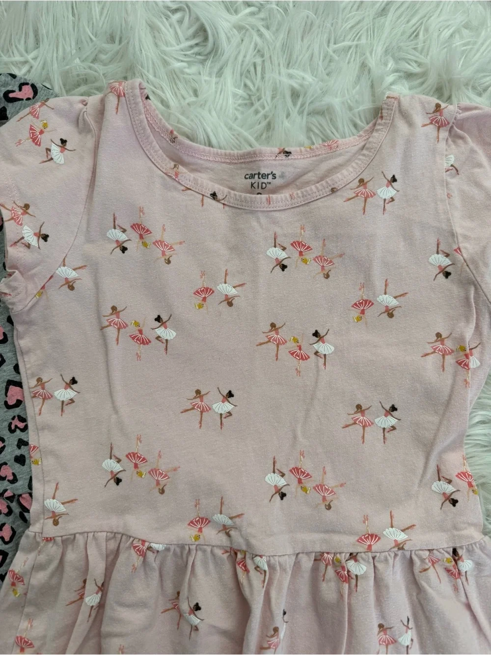 Carter's Pink Ballerina Print Dress & Gray Pink-Heart Dress Set